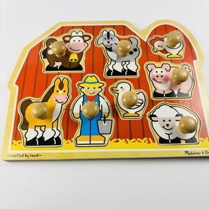 Melissa & Doug Farm Animals Wooden Puzzle Jumbo Knobs Friends Learning Shape